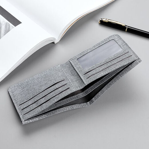 Luyid-Brieftasche Herren-Leinwand Münzbrieftasche kleine tragbare Kartenbeutel mit großer Kapazität Kartentasche Typ Zertifikat Beutel tragen schwarze Stoffbrieftasche [6 Kartensteckplätze + 1 Spiegelfensterschlitz + große Banknoten Priorität Canvas Stoff-[verdickte Anti-Diebstahl und Anti-Magnetic]