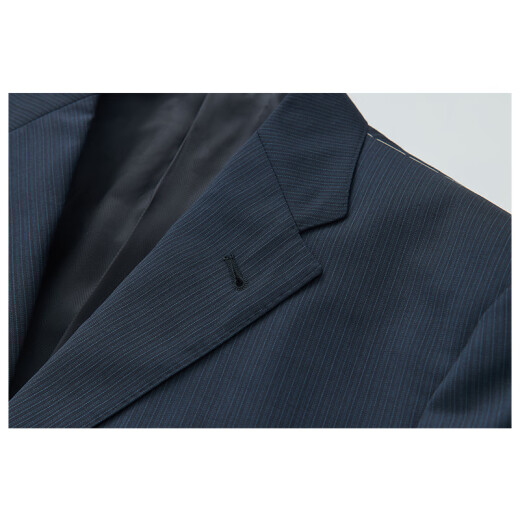 【堡家】半麻衬西服套装上衣商务男士纯羊毛西服外套职业毛料西装 蓝色 常规 W31配套西裤 腰围84厘米