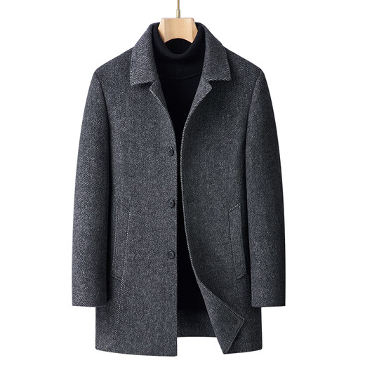 CEO Yageol Yageol doppelseitiger Wollkaschmirmantel für Männer mitten in der Mitte des Längens Daddy Wollmantel kann aus dem inneren Liner 316 Black 175/l abgenommen werden