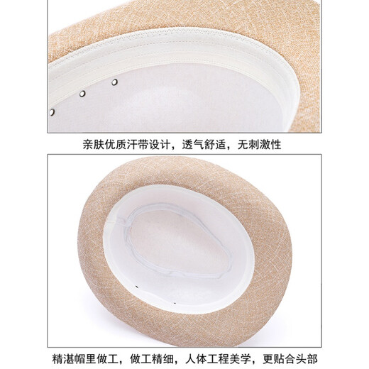 Woodpecker Old Man Hat Men Spring and Autumn Large-Range Middle-aged Top Hat Summer Dad Grandpa Old Man Thin Jazz Gentleman Hat [Linen Breathable Summer] Gray M (58-59cm)