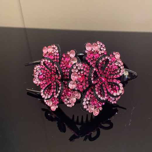 He Niang's new three-tooth hairpin hairpin, Korean style elegant temperament hairpin, mother's duckbill clip, back of head grabber clip, top clip, hollow peony flower duckbill clip, champagne ink orchid