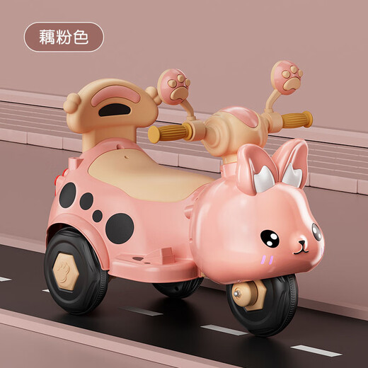 Mu Xingtong children's electric car motorcycle tricycle can sit on baby toy car charging remote control children's battery car Pink rabbit/children's electric/one-way small battery