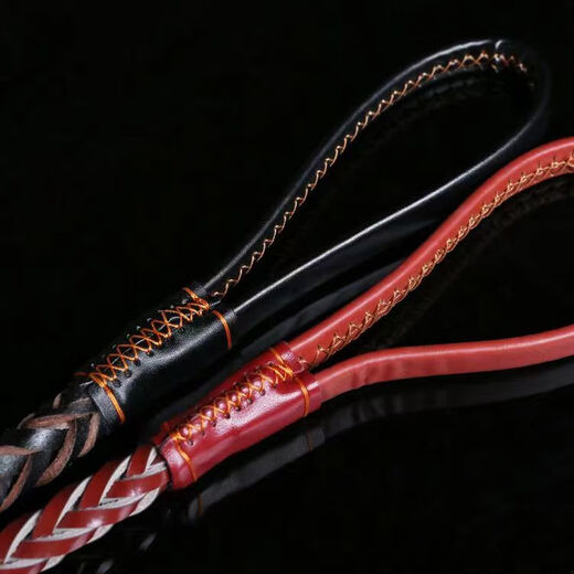 PPO genuine leather collar cowhide dog chain explosion-proof dog leash medium and large dog golden retriever German shepherd dog walking rope collar red brown L size - suitable for 25-70 Jin Jin equals 0.5 kg.