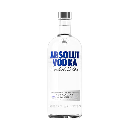 绝对伏特加（Absolut Vodka）原味 瑞典伏特加 鸡尾酒调酒基酒 40度 洋酒 原瓶进口 750mL 绝对伏特加 1000mL -裸瓶