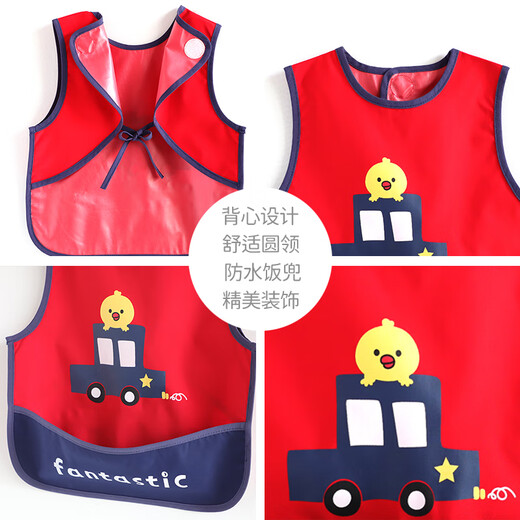 Delantal para niños Ropa de comida para bebés Kindergarten cubierta a prueba de sucio bebé comiendo babero impermeable bolso de arroz delgado A6231 Red Bird Car Modelo regular 110 Altura recomendada 90-100 cm