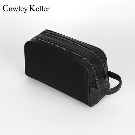 Cowley Keller Wallet Herrengeschäftskupplung Tasche große Kapazität gewebte Handtasche Casual Fashion Doppel Reißverschluss Handtasche Herren Handy -Tasche Schwarz 27*10*15 cm