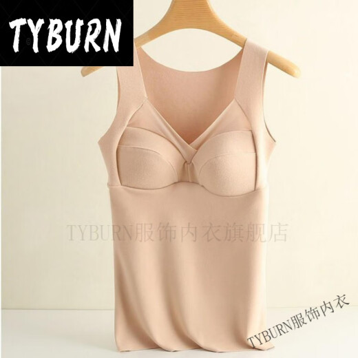 TYBURN艾恒免穿文胸秋冬德绒保暖背心聚拢上托显气质内衣3893KTYBURN 杏色+棕色 2XL【建议115-135斤】