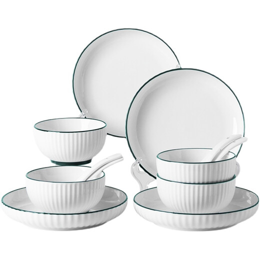 Wanxiang European light luxury ceramic tableware and dishes set underglaze color bowl rice bowl dish plate bowl chopsticks bowl set 18 pieces