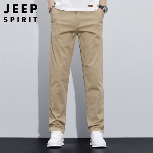 JEEP SPIRIT Jeep casual pants men loose spring and summer straight pants men trendy business pants khaki 32
