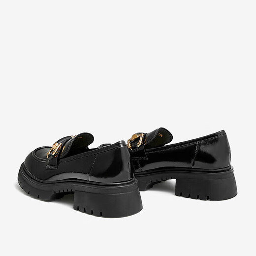 Best Loaf Shoes Women's Shopping Mall Same Style Sheepskin Thick-soled Platform Shoes Women's Casual Leather Shoes TFW29CA2 Black 35