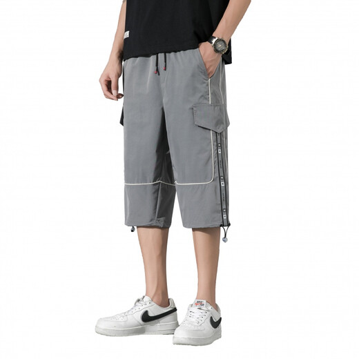Boledi Sommer dünne sieben Punkte mittelgroße Hosen 12 Jungen 14-jährige Junior High School-Schüler 16 Kinder trendy hübsche Arbeitshosen 9230 Black 180 3xl (140-160jin [Jin entspricht etwa 0,5 kg])