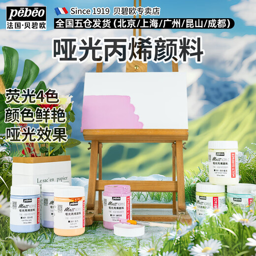 贝碧欧（Pebeo） PEBEO哑光亚光丙烯颜料哑光丙烯高浓度透明色荧光丙烯轮换4 701荧光黄 300ml