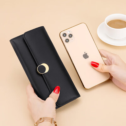 Cnoles wallet women's cowhide long wallet versatile large capacity mobile phone bag card bag birthday gift for wife