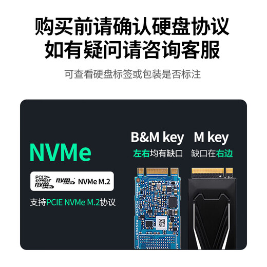 绿联 M.2 NVMe移动硬盘盒 Type-C3.2接口全铝外置盒+10Gbps高速A to C数据线0.25米