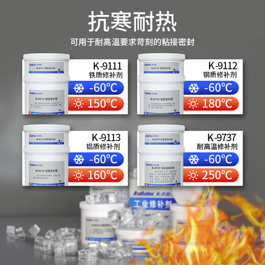 Kraft Industrial Metall Reparatur Aluminium Kupfer- und Eisenkanalkanalrohr-Motorzylinder Hochtemperaturreparaturkleber K-9737 Serie K-9111 (Gusseisenreparatur) 500 g/Gruppe