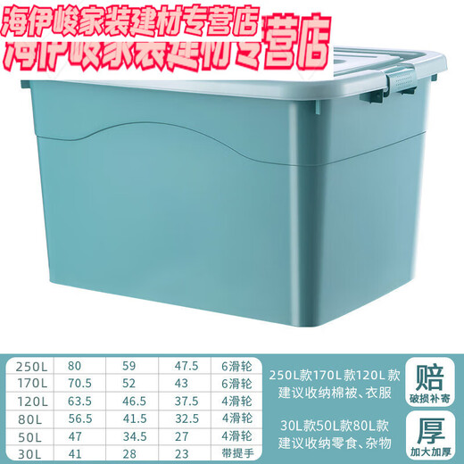 ABDT thickened large storage box household plastic clothing storage box large box box moving storage box matcha green extra thick upgrade 280# length 80 width 59 height 47.5cm