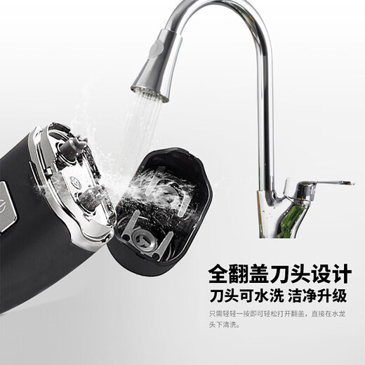 飞科剃须刀电动刮胡刀充电式双刀头男士剃胡须刀FS829 【内置插头】经典双头FS829黑