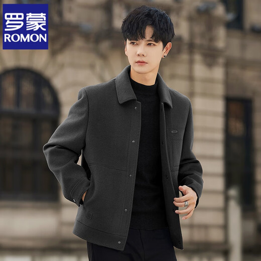 ROMON Woolen Coat Men's Autumn and Winter Down Jacket Men's Business Casual Removable Duck Down Liner Wool Wool Coat Men Caramel Color Removable Duck Down Liner 52/180