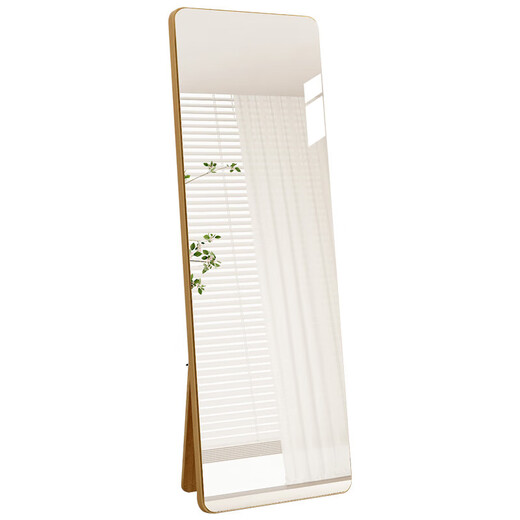 Color Tang Tempered Glass Solid Wood Mirror Full-body Mirror Household Floor-standing Mirror Explosion-proof Clothing Mirror Wall-mounted Fitting Mirror Log Wood Color 40*160 [Explosion-proof Glass]