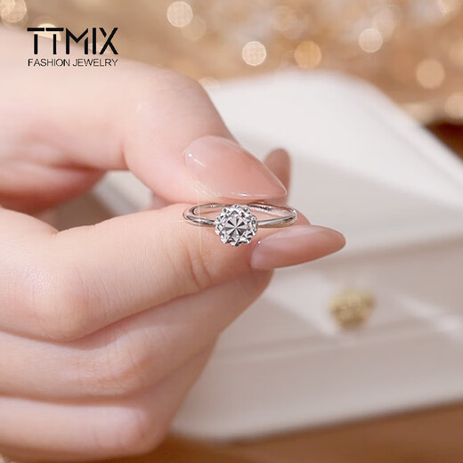 TTMIX platinum diamond effect engagement ring PT950 platinum engagement birthday gift for girlfriend 2.5-2.7g