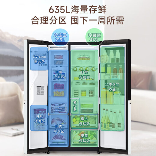LG635L Doppeltertür Kühlschrank Automatische Eismaschine Perspektive Fenster mit luftgekühltem frostfreien Energiesparfrequenzumbau Haushalt Großkapazität 87D [Perspektive Fenstereismaschine] Weiße S653MWW87D