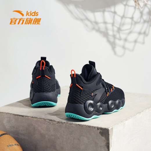 [Official Flagship] ANTA Children's Basketball Shoes Boys' Shoes Autumn New Model 6-16 Years Old Middle and Large Children's Sports Shoes Middle and Large Children's High Top Cushioning Sneakers Primary School Boys Black/Green-436/23cm