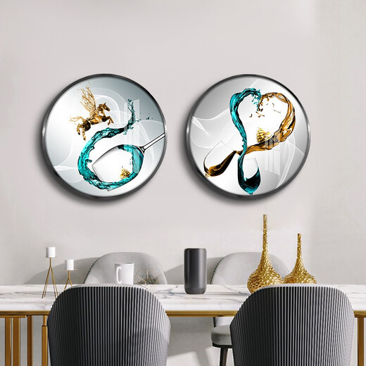 Mo Hua Lulin Restaurant Dekorative Gemälde moderner einfacher Esstisch Hängende Maler Restaurant Wandeingang Eingangseingangsschrank High-End-Malerei Esszimmer Jiuyu Bild 02 Paar Wein Dang Song 12350 Kristallporzellanmaler 40 schwarzer Rahmen (Gold Rahmen erfordert Notizen Notizen