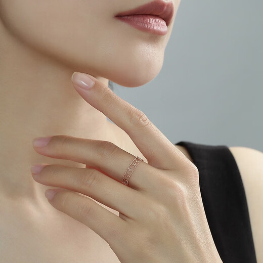 Ming brand jewelry 18K gold color gold rose gold four-leaf clover cross flower ring gift for women CSM0097 pricing about 0.80-1.03 grams size 15