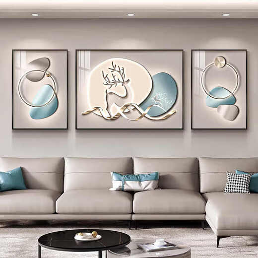 
Aohan Light Luxury Living Room Decoration Painting Abstract Triptych Modern Simple Sofa Background Wall Hanging Painting Wall Atmospheric Wall Wall Painting JD14079 Left and left 40*60 80*60 Crystal porcelain diamond-inlaid aluminum alloy black frame