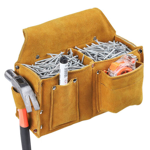 Sailotou double-layer nail bag construction carpentry wear-resistant belt-type waist bag nail bag multi-functional waist pocket tool bag nail bag double pocket + leather belt