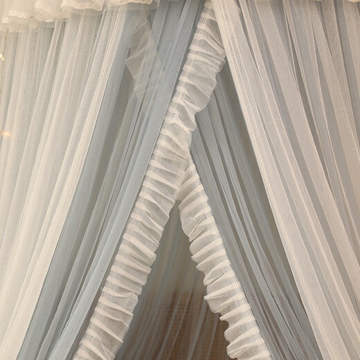 Pierre Cardin ceiling mosquito net double layer half dome home installation-free floor-to-ceiling pattern single double bed gray
