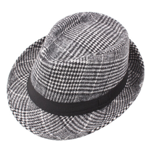 Xianxiu new style British woolen hat men's top hat rolled edge outdoor hat jazz hat striped gentleman hat black M (56-58cm)