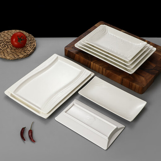 
Youfan Youpin dish plate rectangular commercial meramine tableware rice canteen restaurant hot pot barbecue restaurant plastic cold sausage noodles meat dish small S-shaped rectangular plate 3881 small S-shaped rectangular