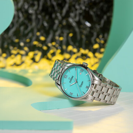 Pflaumenblüten (Titoni) Schweizer Uhr Air Bad Series Mechanische Stahlband Uhr 40mm 83908-S-691 Geschenk für Freundin