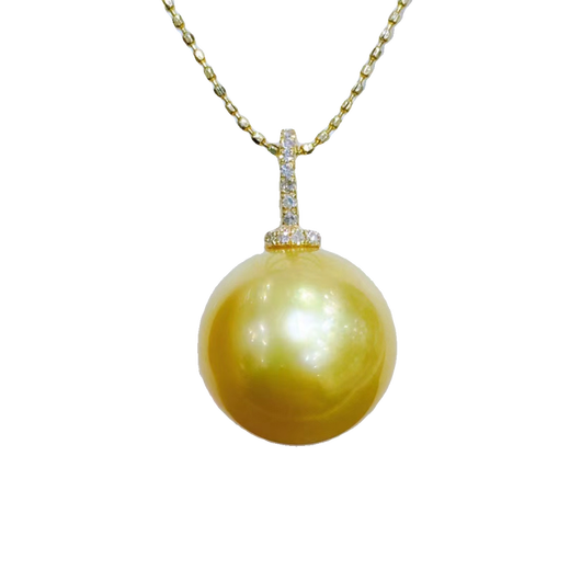 Spinner 18k gold seawater pearl necklace South Sea gold bead pendant round strong light rich gold earrings movable buckle 12-13mm 10-11mm