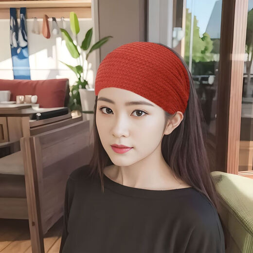 Tongrubi knitted wide-brimmed hairband Korean style hairpin face wash hair bandana warm simple headband wrapping head fashionable Korean pink elastic (52-58cm)