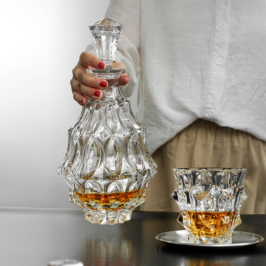 BOHEMIA Czech imported crystal glass whiskey glass bottle wine set creative personalized wine glass Fortune | Wine bottle 900ml + 2 pieces of Fortune