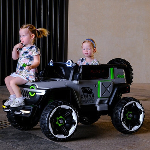 Fanku (FKU) tank 300 children's electric vehicle double off-road vehicle boy and girl baby remote control sitting on the baby stroller birthday children's gifts - light luxury white 10A battery + hard seat - hard wheel