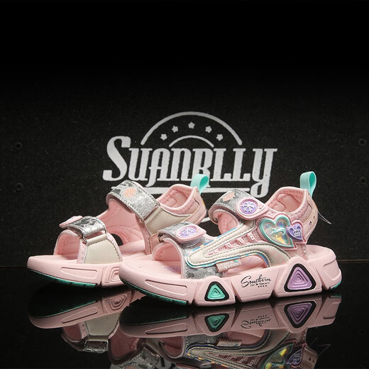 Guirenniao children's sandals 2025 new Korean version girls summer soft-soled baby beach shoes pink 32 (inner length 20.5/foot length 20.0)
