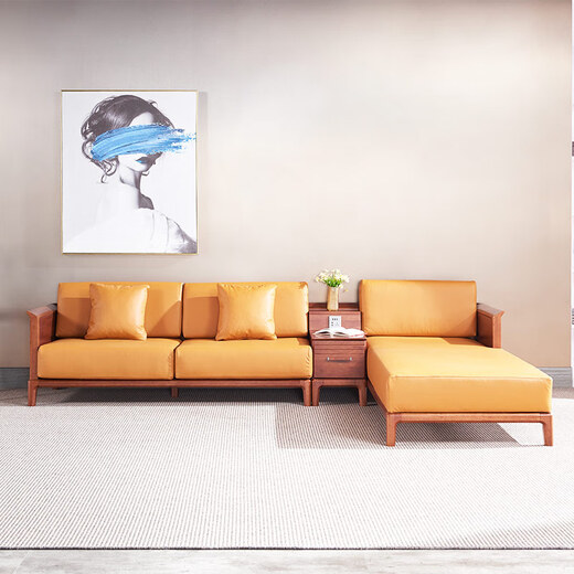 
Guangming Furniture Solid Wood Sofa Sofa Living Room Simple Combination Sofa Guifei Sofa 3892 Corner Sofa (Pedal on the Right)