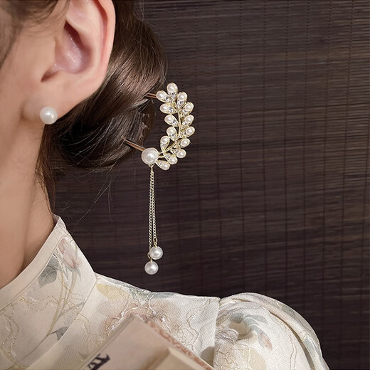 Moon Suiren Tassel Hairpin Women's Ancient Style Imitation Pearl Hairpin Ball Hair Hairpin Artifact Hairpin 520 Valentine's Day Gift Tassel Hairpin