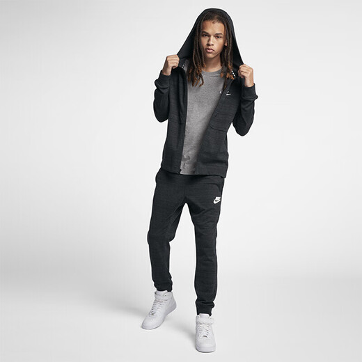 Nike NIKE Men's Hoodie Jacket AV15 HOODIE FZ KNIT Jacket 943326-010 Black L size