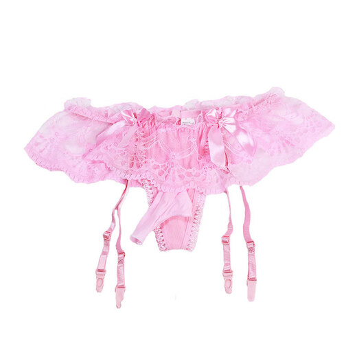 Adult men's sexy underwear, perverted thong, men's suspender all-in-one, one-piece, egg-covered, white