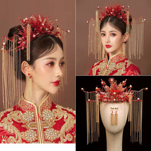 Xiuhe tiara bride wedding simple Chinese style phoenix crown hair Xiuhe suit Hanfu female atmosphere suit T50 suit