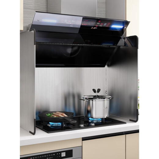SMVP kitchen stainless steel thickened oil baffle stove cooking oil fume shielding plate range hood high temperature resistant heat insulation baffle height 40 length 40 depth 40 three-piece folding rounded corners all steel edging