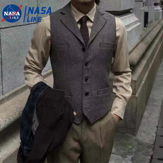 Taozilang Spring and Autumn British retro herringbone wool suit vest men casual slim men wool vest trend SN12 dark gray 2XL