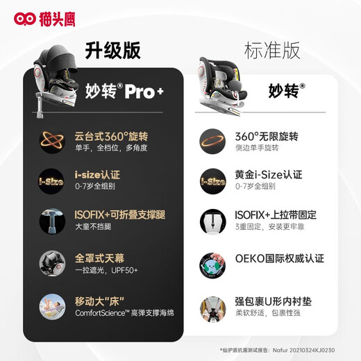 
Owl (SAVILE) wonderful turn PRO + child safety seat 0-4-7 years old car for baby seats can be seated and lying on the car [upgrade] wonderful turn pro + deep space black