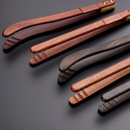 Jinge solid wood tea clip Liujunzi handmade tea cup clip anti-scalding wooden clip tea leaf clip Kung Fu tea set accessories Brazilian rosewood straight tea clip