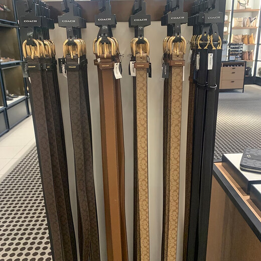 COACH Women's Belt Women's Casual Versatile Belt Genuine Leather Carriage Buckle C Buckle Gift Box Small C Buckle Black Width 2.5cm 95cm