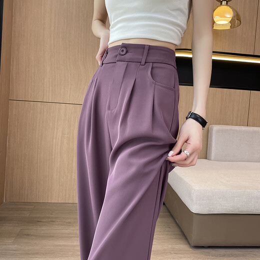 Jingluo schmale Version Eisseide Weitbein Hose für Frauen Sommer dünne hohe Taille Drape gerade-leg-Anzughose für Frauen lockere schlanke Freizeithosen YMS9221 Milchbraun (normaler Stil) 3xl